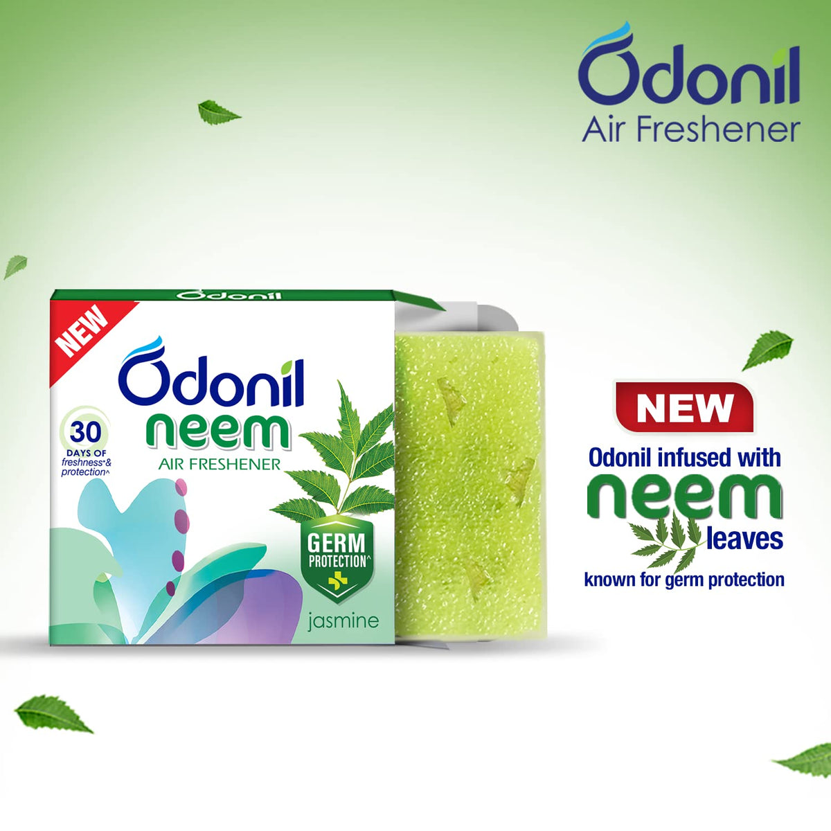 Odonil Bathroom & Toilet Air Freshener, Neem Mixed Fragrance Blocks - Jasmine, Lavender, Orchid, Rose, Long Lasting Fragrance, Lasts upto 30 days, Germ Protection, 384g (48g x Pack of 8)