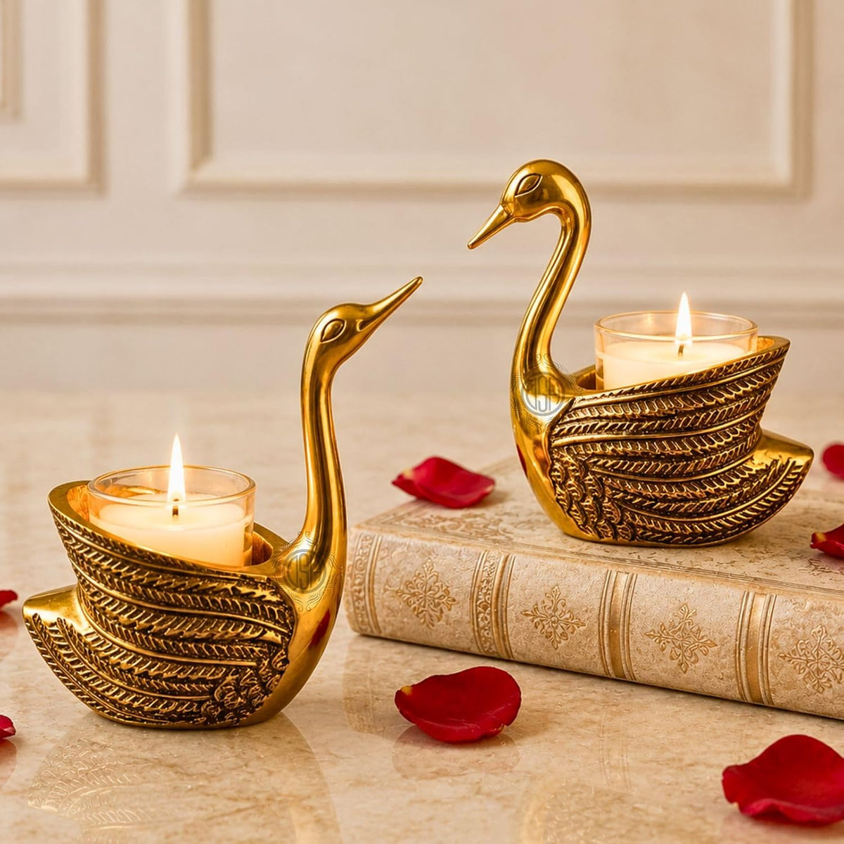 DSH Swan Tealight Candle Holder for Home Decor Luxury Aluminum Swan Showpiece for Living Room Elegant Tabletop Decoration Item for Diwali, Housewarming, Bedroom, Office & Dining Table Gifts