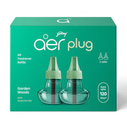 Godrej aer Plug Electric Air Freshener 2 Refills (25ml each) | Garden Woods | Lasts up to 120 days
