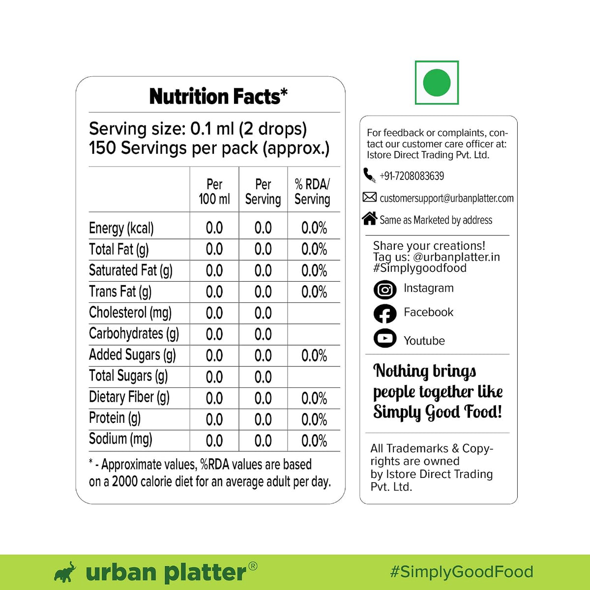 Urban Platter Monk Fruit Sweetener Drops, 15ml (Zero Calorie | No Erythritol | No Bitter Aftertaste | For Tea, Coffee & Beverages)