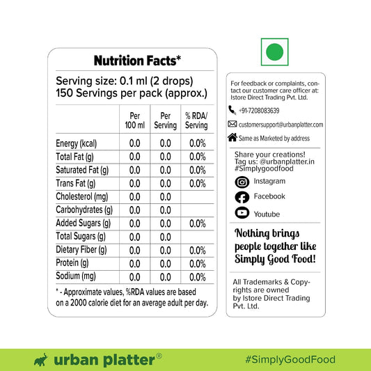 Urban Platter Monk Fruit Sweetener Drops, 15ml (Zero Calorie | No Erythritol | No Bitter Aftertaste | For Tea, Coffee & Beverages)