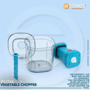 E-COSMOS® Food Chopper 1000ml, 6 Blade Steel Large Manual Hand-Press Vegetable Chopper Mixer Cutter to Cut Onion, Salad, Tomato, Potato (Deep Aqua)