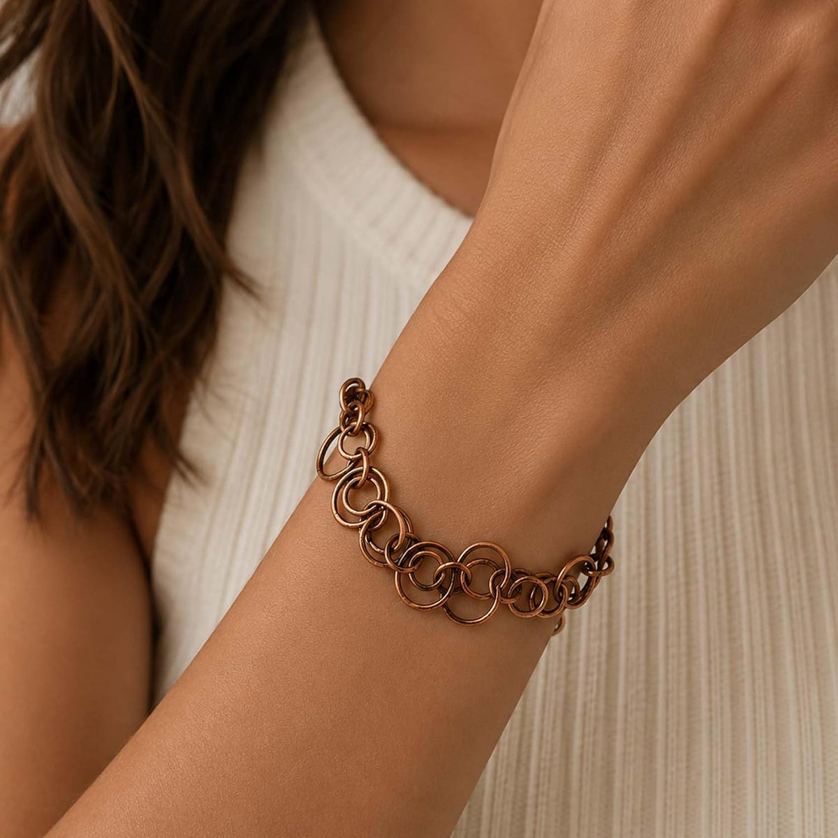SHINDE EXPORTS Pure Copper Link Chain Bracelet Unisex S Hook 8.5 Inch