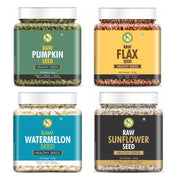 Nature Vit Raw Seeds Combo For Eating,1Kg(Pumpkin,Watermelon,Sunflower And Flax Seeds-250G Each,Pack Of 4)