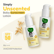 Mother Sparsh Simply Unscented Sunscreen for Baby & Kids with Natural Oatmeal -50g, with SPF 50 & UVA/UVB Protection | Fragrance-Free for Sensitive Skin