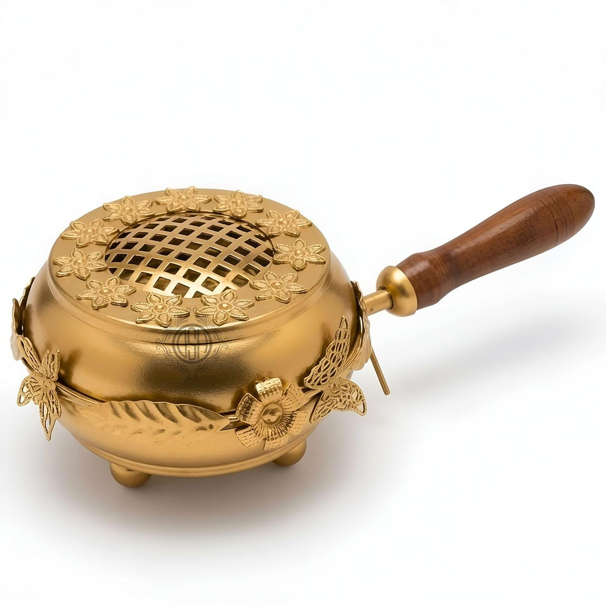 DSH Home Purifying Incense Burner Loban Burner with Wooden Handle Dhoop Dhuni Burner Home Office Temple Prayer Butler.(L-7)
