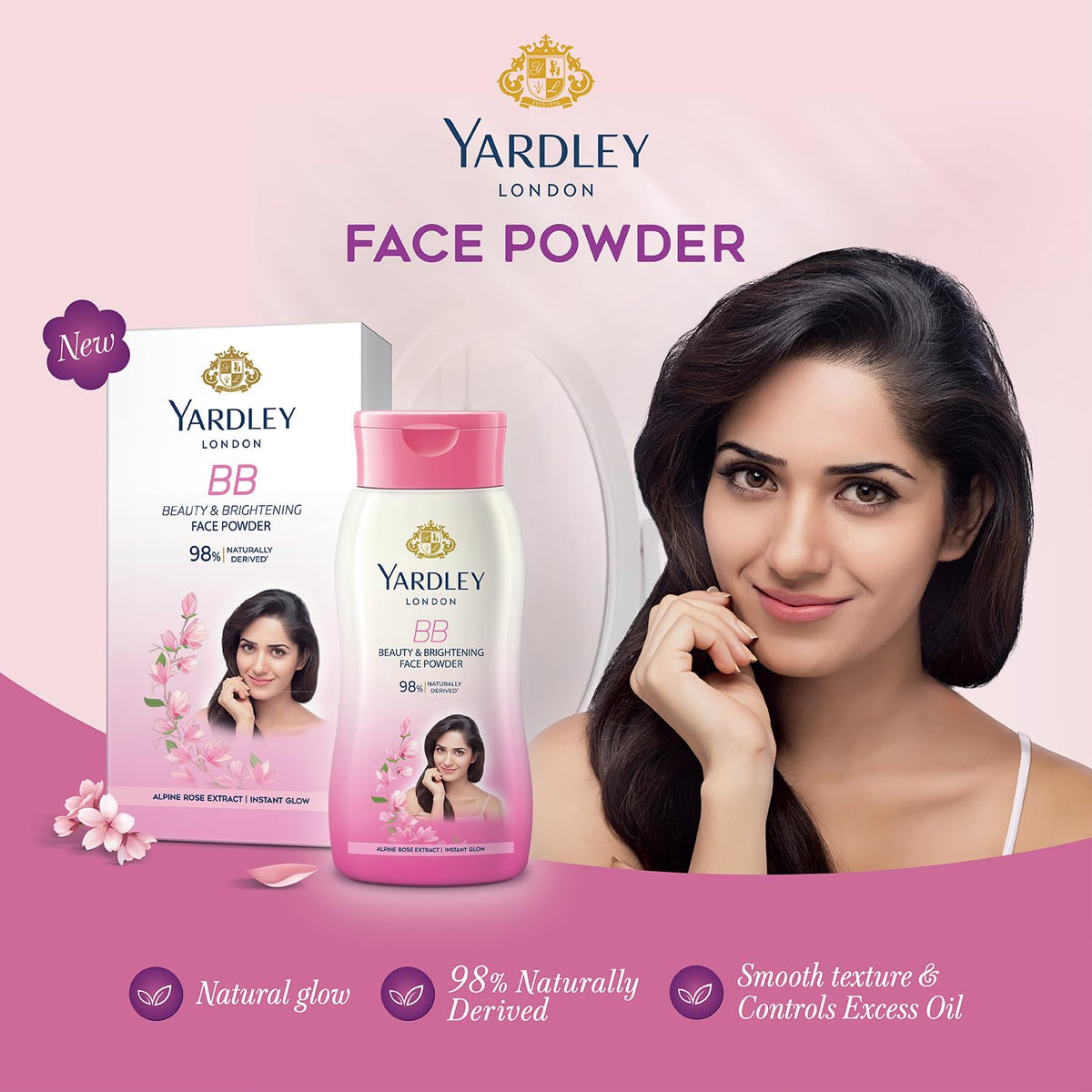 Yardley London| Beauty and Brightening Face Powder| 98% Naturally Derived| 70g (Pack of 2)
