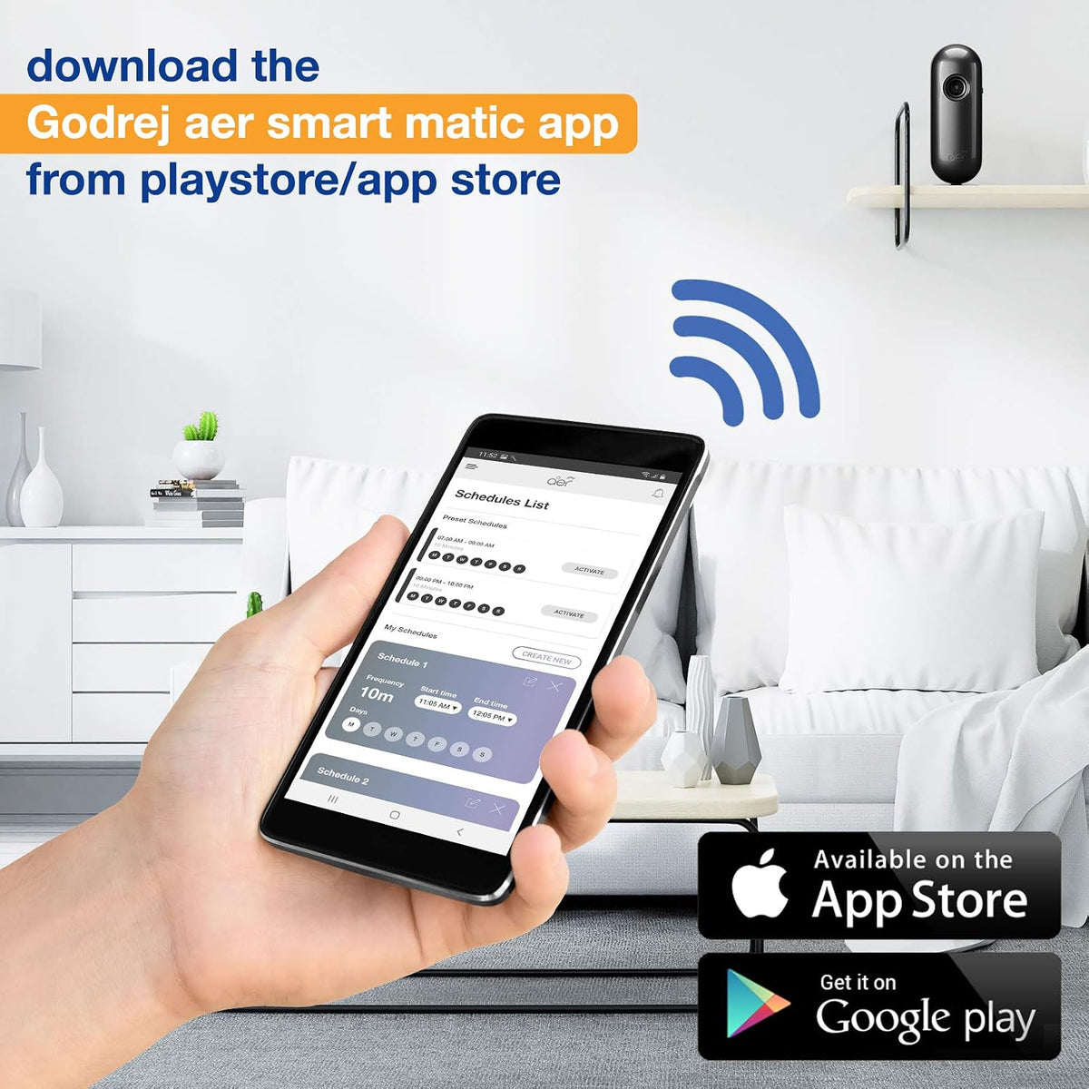 Godrej aer Smart Matic Kit (Machine + 1 Refill) - BLUETOOTH ENABLED - Automatic Room Fresheners | Alive | 2000 Sprays Guaranteed | Lasts up to 60 days (225ml)