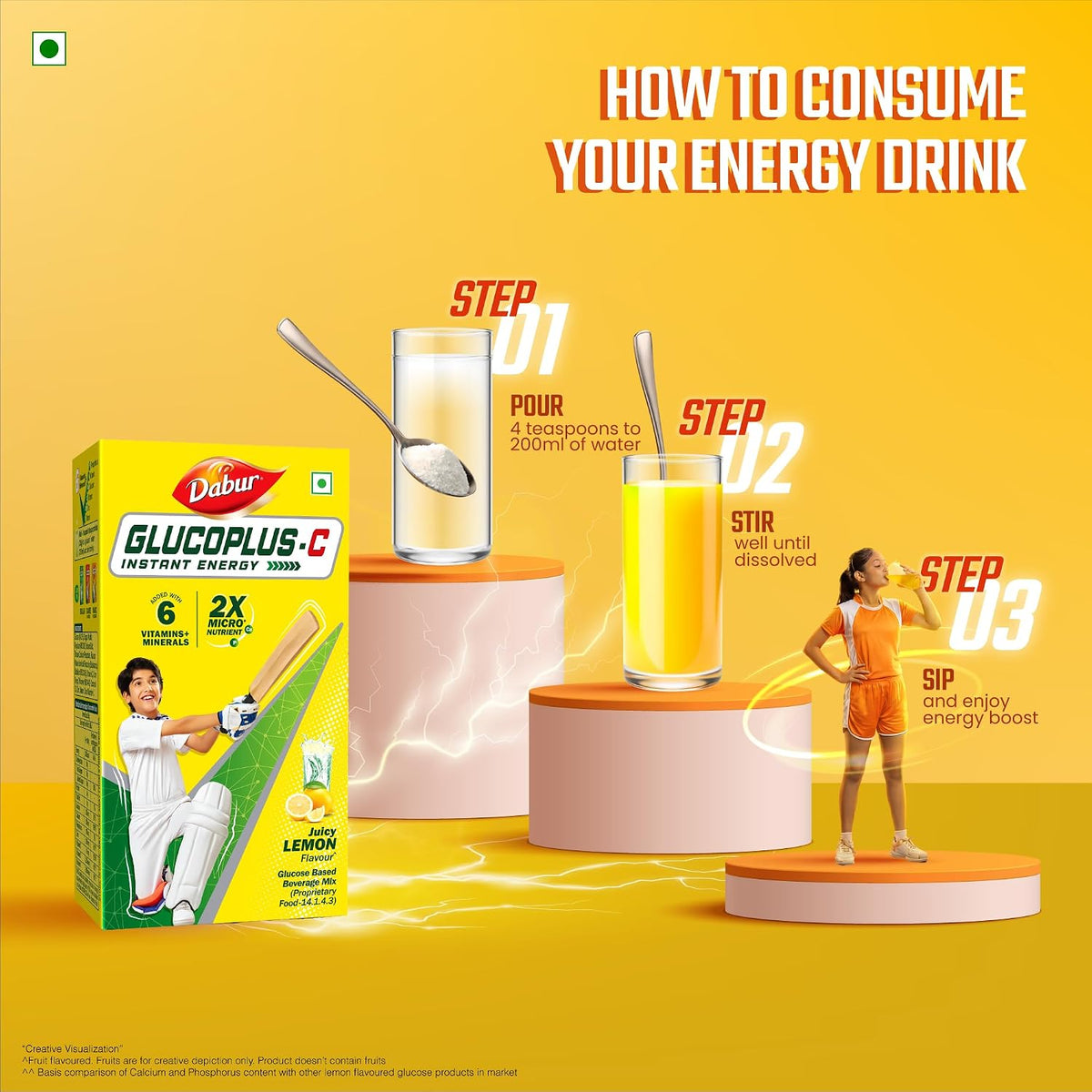 Dabur Glucoplus C Glucose Powder (Lemon Flavour) - 1kg