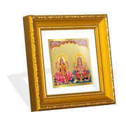 DIVINITI Lakshmi & Ganesha Gold Plated Wall Photo Frame, Table Décor| DG Frame 101 Size 1A and 24K Gold Plated Foil| Religious Photo Frame Idol For Pooja, Gifts Items (10 CM X 10 CM)