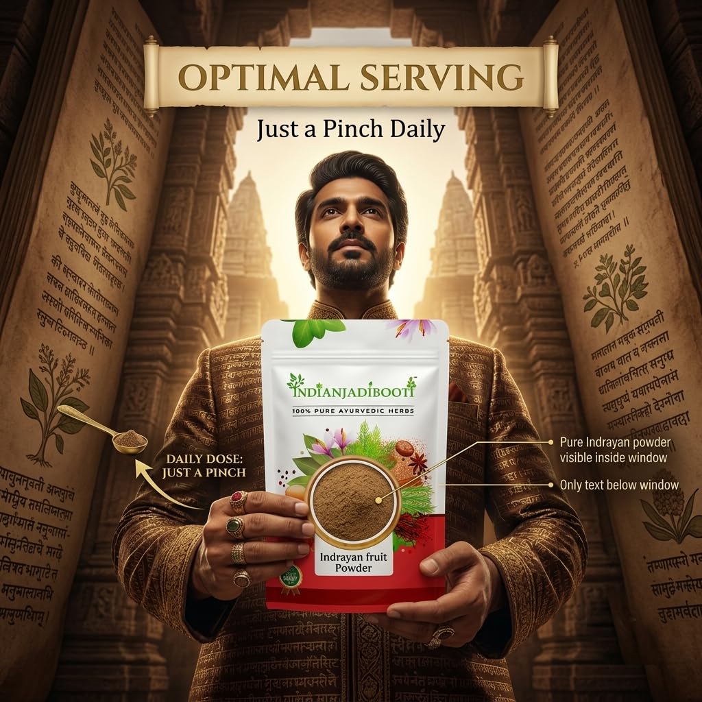 IndianJadiBooti Indrayan Phal Powder - Citrullus Colocynthis - Bitter Apple - Traditional Botanical for Systemic Purifying, Metabolic Harmony & Pitta Balance - 100g