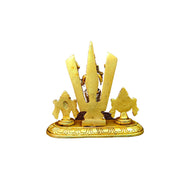 Aalayam Selveer Brass Shankh Chakra Stand with Perumal Idol Small | Small Sangu Chakram Stand with Tirupati Balaji Idol Brass 9cm Height Gold Colour 1 Piece