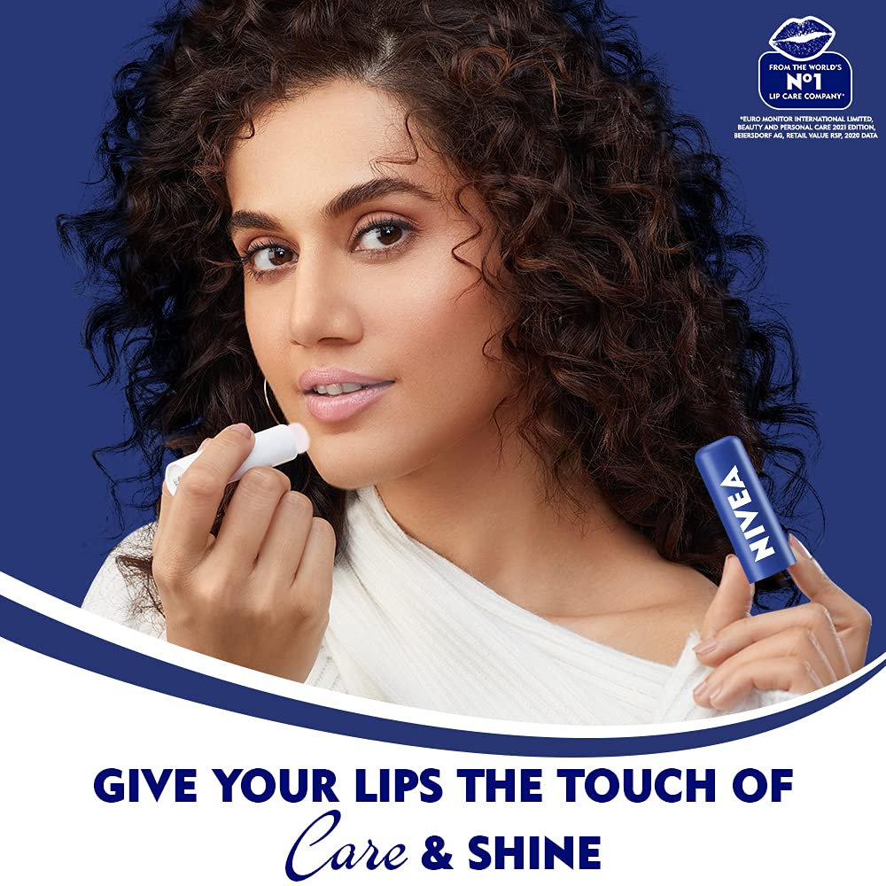 NIVEA Lip Balm, Original Care, 4.8g & NIVEA Men 24 H melt-in mpisture Active Care clearing Lip Balm, SPF 15, 4.8g