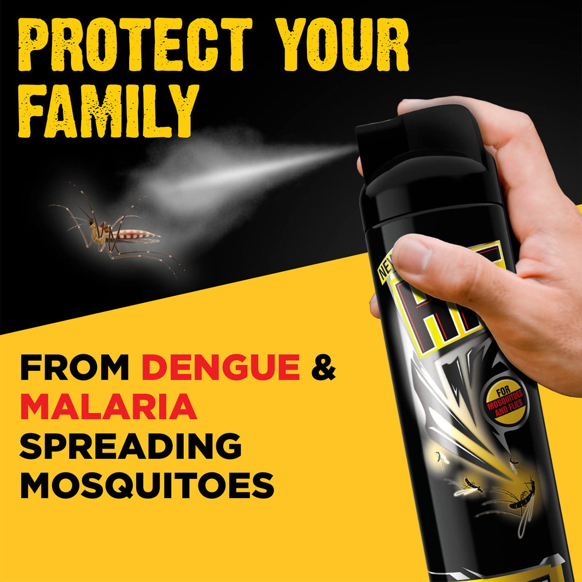HIT Flying Insect Killer - Mosquito & Fly Killer Spray | Instant Kill | Protection from Dengue & Malaria, 320ml