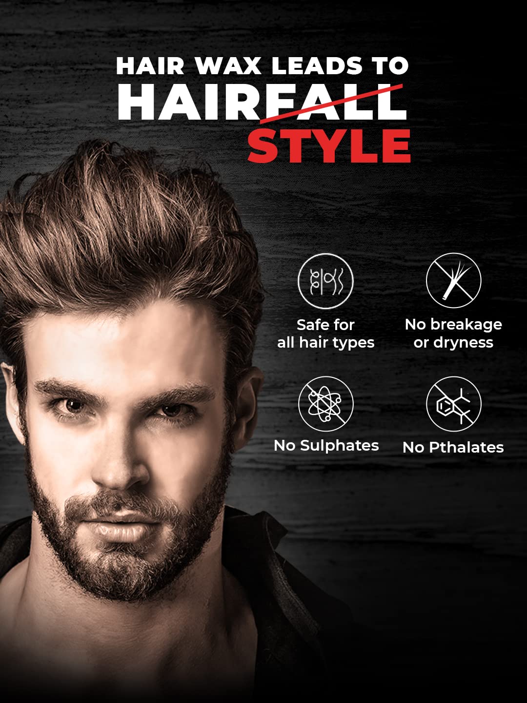 Beardo Stronghold Hair Wax, 100 gm (Pack of 2) | Crystal Hair Wax | Styling | Glossy Finish | Shine | Strong Hold
