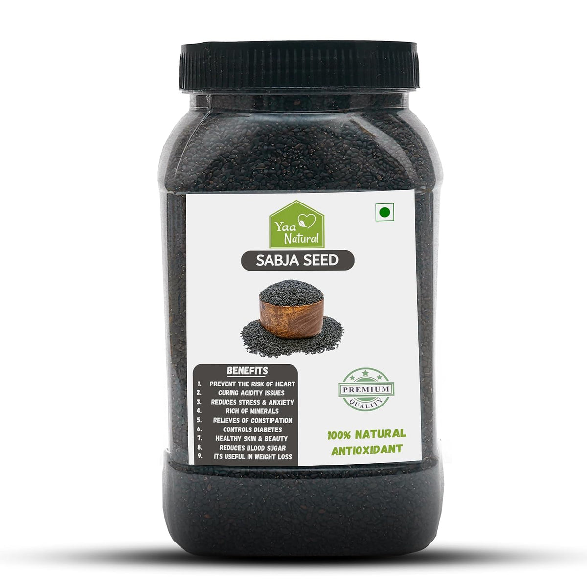 Yaa Natural Raw Sabja Seed 500g | Basil Seed | Tukmaria Seed for Weight Loss (Reduces Body Heat) 100% Natural Quality Edible (