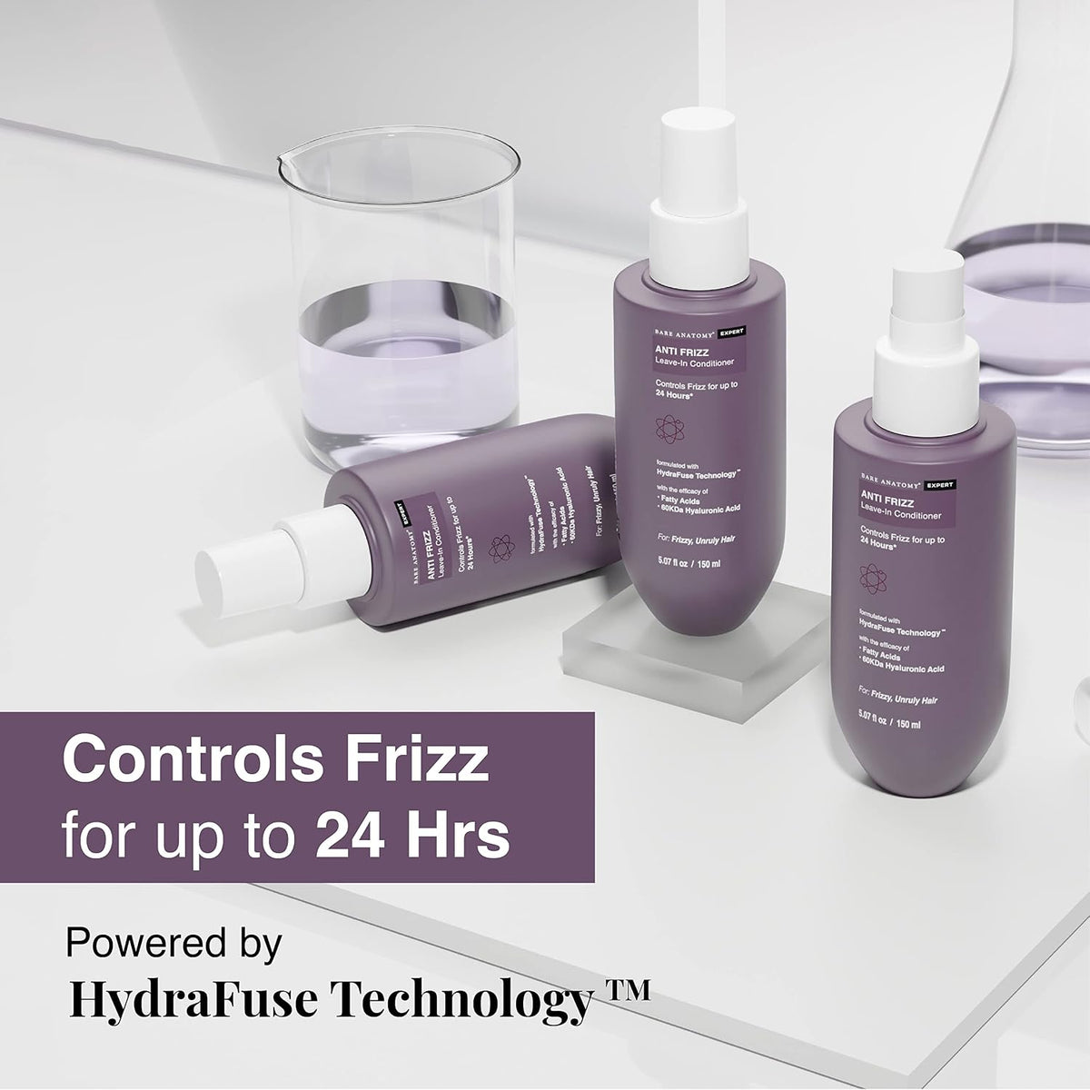 Bare Anatomy Anti Frizz Leave In Conditioner | Deep Conditioned Frizz Controlled Hair For 24 hrs | For Dry & Frizzy Hair | For Women and Men | Get Smoother, Healthy & Glossy Hair | 150ml