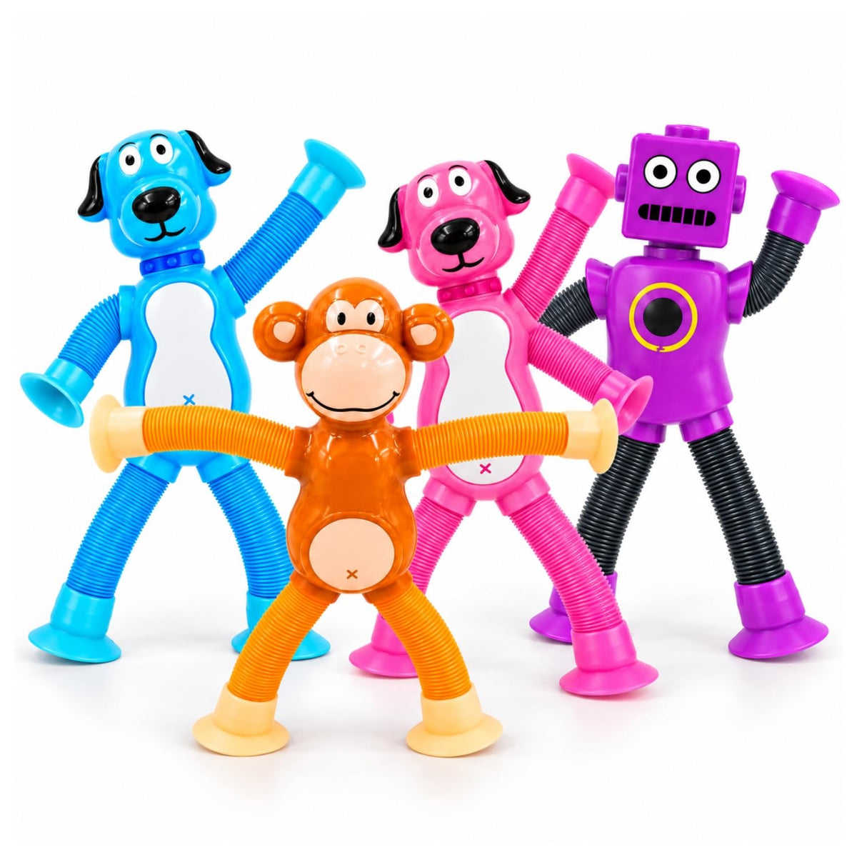 Toy Imagine Flexible Suction Cup Robot Toy for Kids Bendable Stretchable Pop Tube Arms & Legs Creative Sensory Fidget Toy with Suction Feet Fun Pretend Play & Activity Toy for Boys & Girls