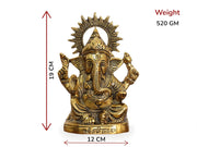 KridayKraft Metal Ganesha Idols ganpati Decoration Statue for Home, 19 cm Height, 12 cm Width, 520 gm, Decorative Hindu Religious Figurine