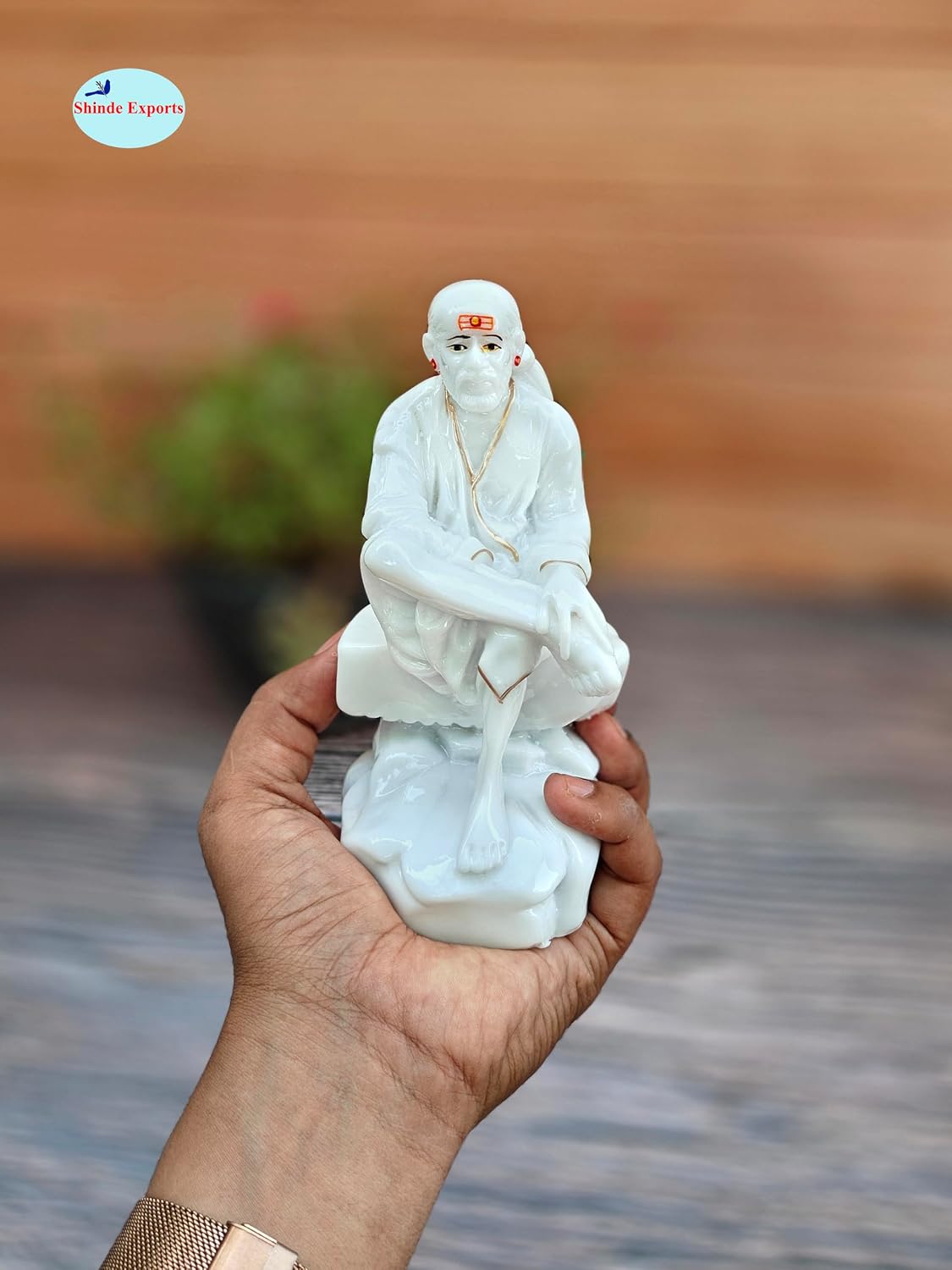 SHINDE EXPORTS shirdi saibaba Marble Idol Statue murti Home Murty for car Dashboard for Pooja Room (16.5cm)