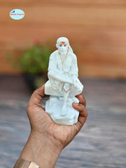 SHINDE EXPORTS shirdi saibaba Marble Idol Statue murti Home Murty for car Dashboard for Pooja Room (16.5cm)