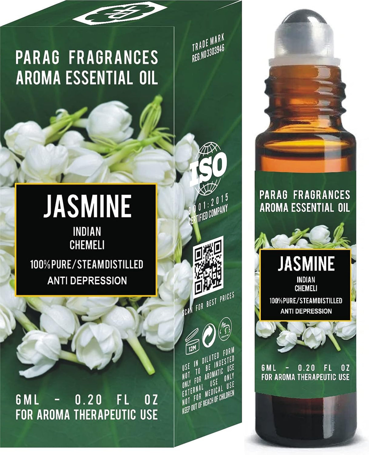 Parag Fragrances Jasmine Essential Oil / 100% Pure, Natural And Undiluted Oil/Aromatherapy Grade 1 / 6Ml