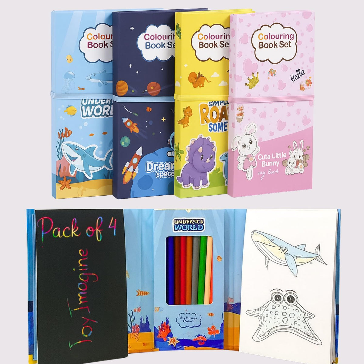 Toy Imagine Coloring Book Set for Kids, Pack 4