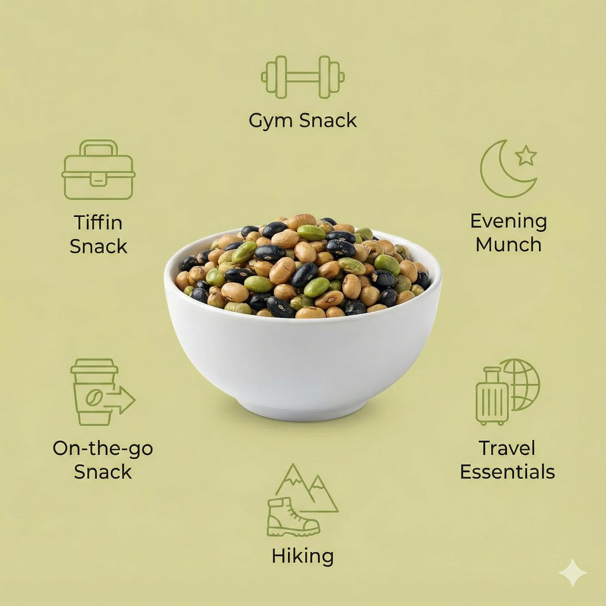 NatureVit Roasted Protein Beans Mix, 200g | High Protein Healthy Snack | Crunchy Roasted Bean Mix | Vegan Fiber-Rich Superfood