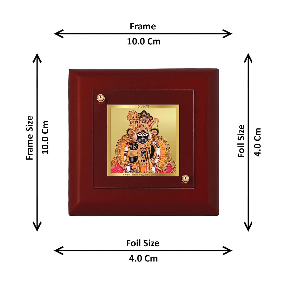 DIVINITI Banke Bihari Ji 24K Gold Plated MDF Photo Frame|Premium Religious Table Top Frame for Home, Office & Prayer Room|Luxury Spiritual Gift Item for Housewarming, Festive Gifting|10 x 10 CM