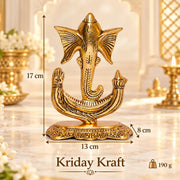 KridayKraft Ganesha Idol, Gold Colour Ganpati Murti for Home Mandir, Pooja Room and Office Décor, Diwali and Housewarming Gift.
