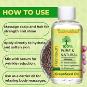 IndianJadiBooti Pure Cold-Pressed Grape Seed Oil (Vitis Vinifera) | Lightweight Botanical Carrier Oil for Non-Comedogenic Hydration, Aromatherapy & Silky Massage 200 ML