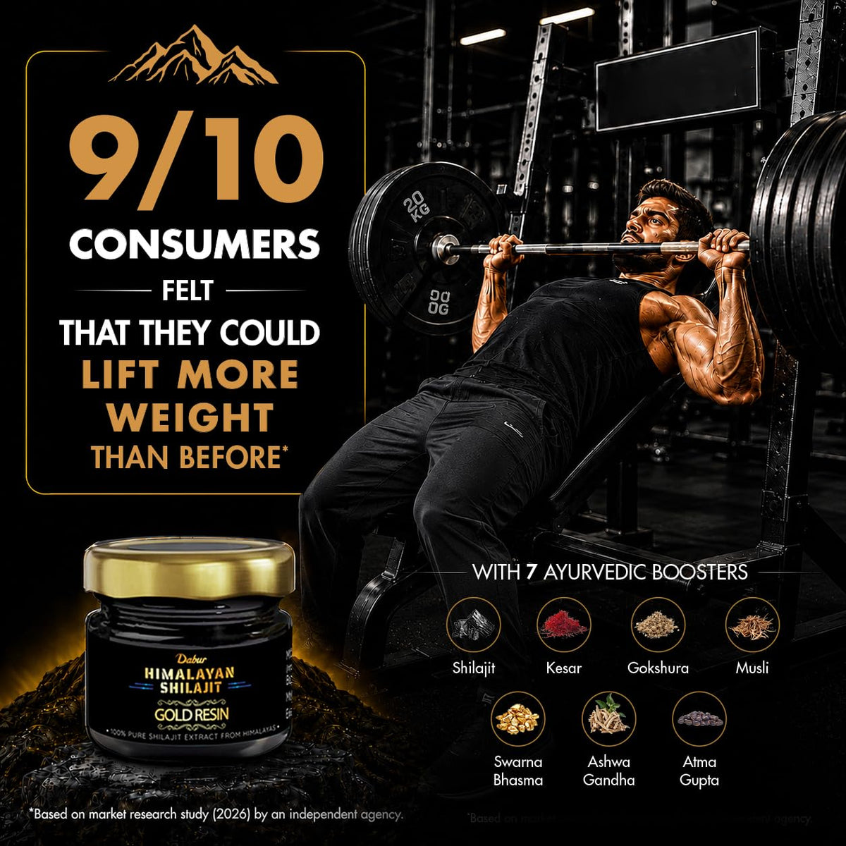 Dabur Himalayan Shilajit/Shilajeet Gold Resin - 20g | 500mg/Serving | 40 Servings | Contains 24 Karat Gold | 7 Ayurvedic Boosters | Boosts Muscle Growth & Stamina | 100% Ayurvedic