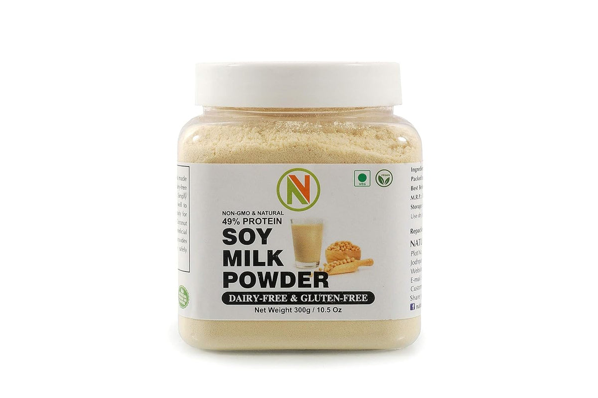 NatureVit Soya Milk Powder 300g [Plant-Based/Vegan Milk Alternative, Non-GMO & 49% Protein & Sugar Free]