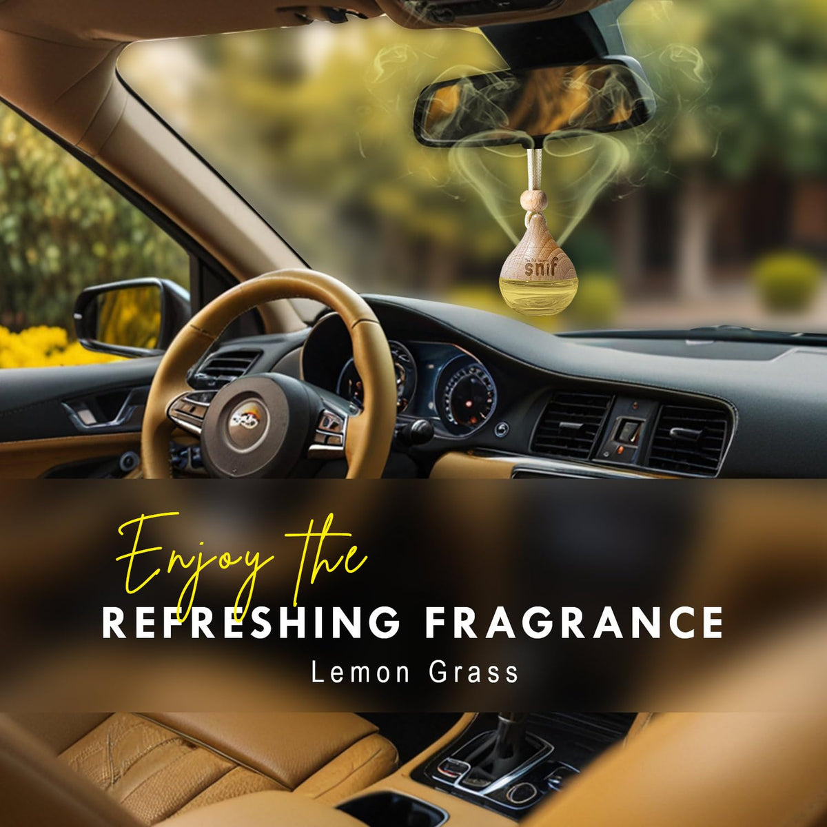 The Old Natural Snif Car Perfume With Essential Oils | Car Perfumes Diffuser With 15ml Refill Pack | Car Fresheners Long Lasting | Car Air Freshener (Pack Of 1, 20ml) (Lemon Grass)
