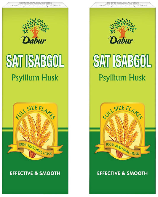Dabur Sat Isabgol (Psyllium Husk) - 180/200 g | Rich in Fiber | Provides Effective Relief From Constipation & Bloating | Promotes Bowel Health | Non Habit Forming | 100% Ayurvedic (Pack of 2)