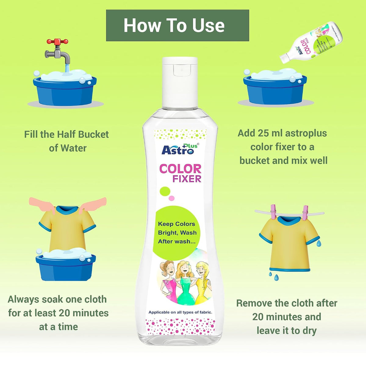 ASTRO PLUS+ 450 ml Fabric Color Fixer Product 100% Eco-Friendly This Product Works Best Silk, Cotton, Georgette Fabric