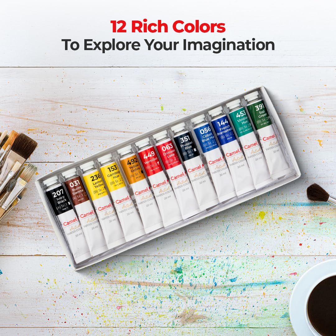 Camel Artist's Water Color - 20ml Each, 12 Shades