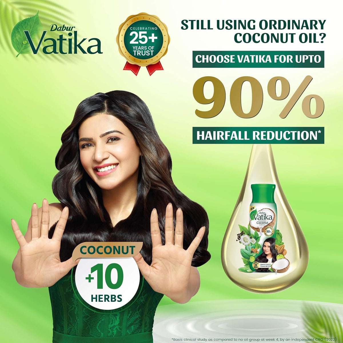 Dabur Vatika Enriched Coconut Hair Oil - 275 ml | For Strong, Thick & Shiny Hair | Controls Dandruff | Prevents Dull & Damage | Good for Scalp Health | Enriched with 10 Herbs