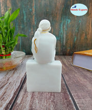 SHINDE EXPORTS White shirdi saibaba Marble Idol for Pooja Room Statue murti car Dashboard Home Murty. (16.5 CM)