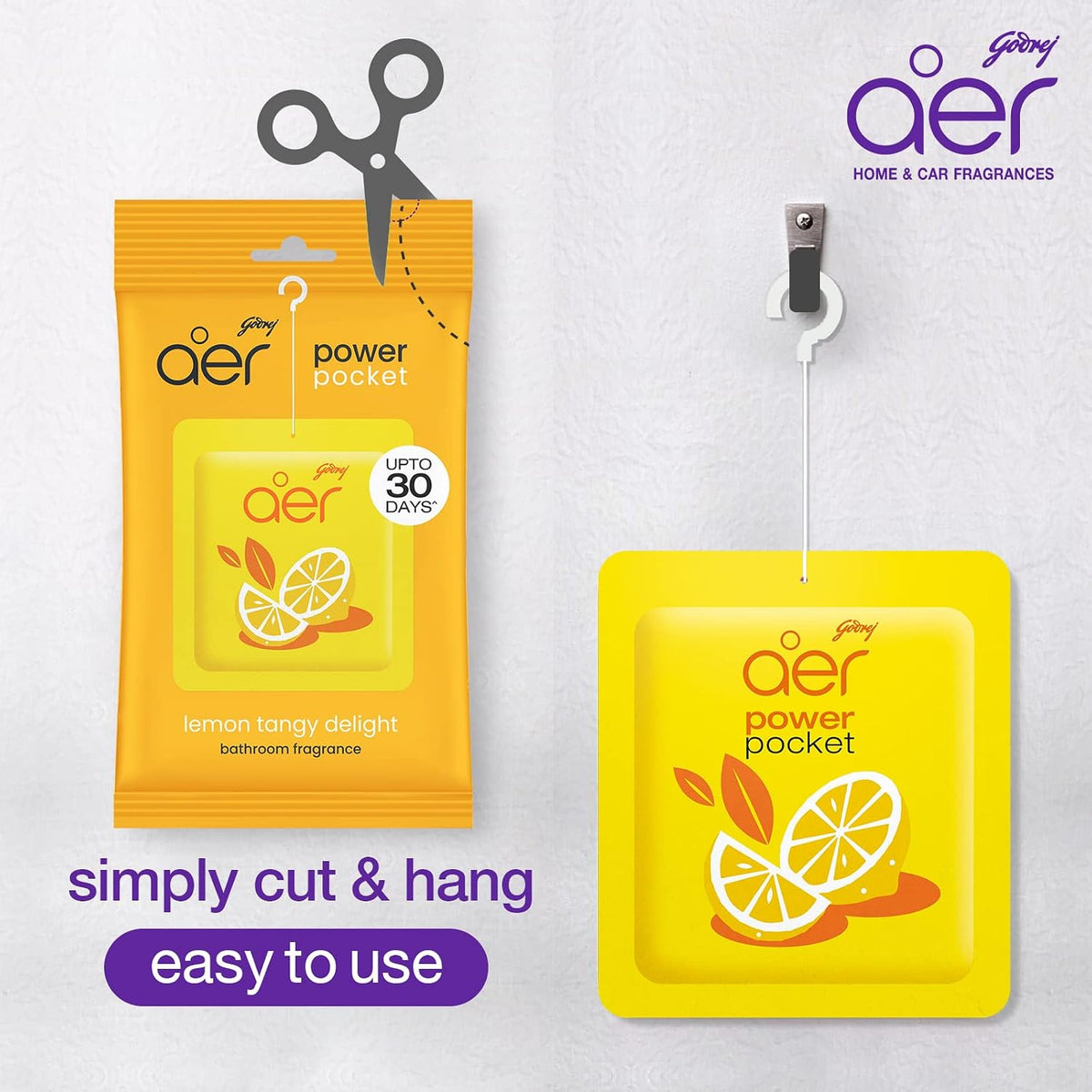 Godrej aer Power Pocket | Bathroom Freshener Assorted Pack Of 4 (40G) | Lasts Up To 30 Days | Toilet Freshener