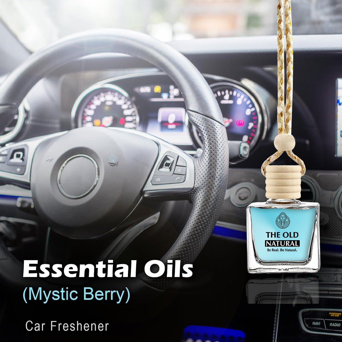 The Old Natural Car Freshener with Essential Oils Fragrance in Glass bottle with Wooden Diffuser Lid | Car Perfume 20ml
