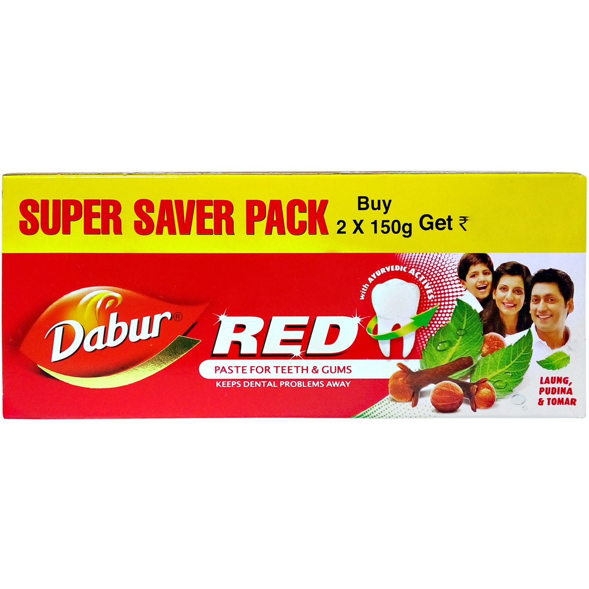 Dabur Red Toothpaste - Laung, Pudina and Tomar, 300g Carton