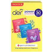 Godrej aer Power Pocket Bathroom Freshener – Assorted Pack of 9 (90g)| Lasts up to 30 days | Germ Protection