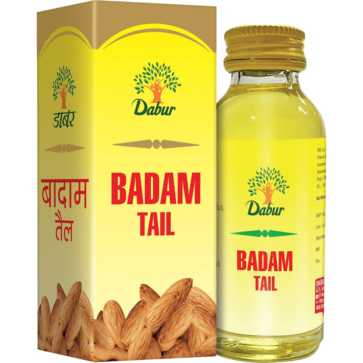 Dabur Badam Tail: Sweet Almond Oil | Rich in Vitamin - E for Healthy Skin, Hair and Body - 100ml