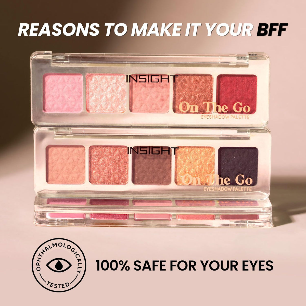 INSIGHT On The Go Eyeshadow Palette - Rosaline | Highly Pigmented | Silky Smooth | Crease-Free Blending | Shimmer & Matte Shades | Travel-Friendly (10g)