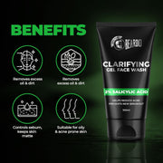 Beardo Clarifying Gel Face Wash for Men with Salicylic Acid | Anti Acne & Oil Control | Unclogs Pores, Reduces Blackheads, Gentle Daily Cleanser for Oily & Acne-Prone Skin – 100ml