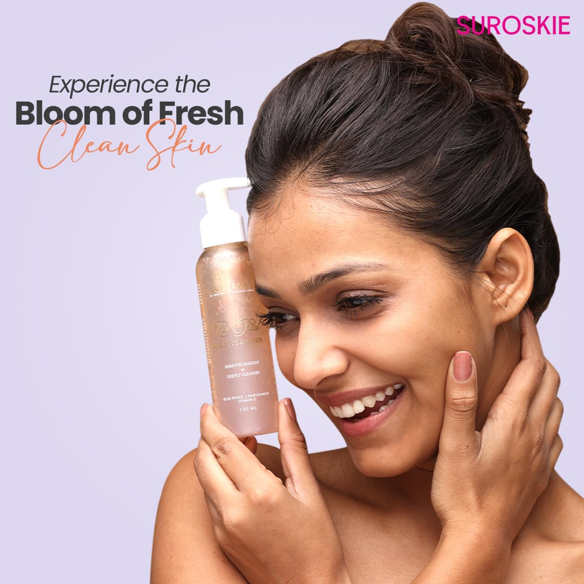 Suroskie Rose Petals Melt Cleanser 120Ml |2-In-1 Face Wash & Makeup Remover | Rose Water, Niacinamide & Vitamin E For Nourished , Brightens & Glow | Suitable For All Skin Types – Men & Women