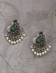Priyaasi Silver Plated Artificial Stones Traditional Drop Earrings For Women and Girls(Silver)