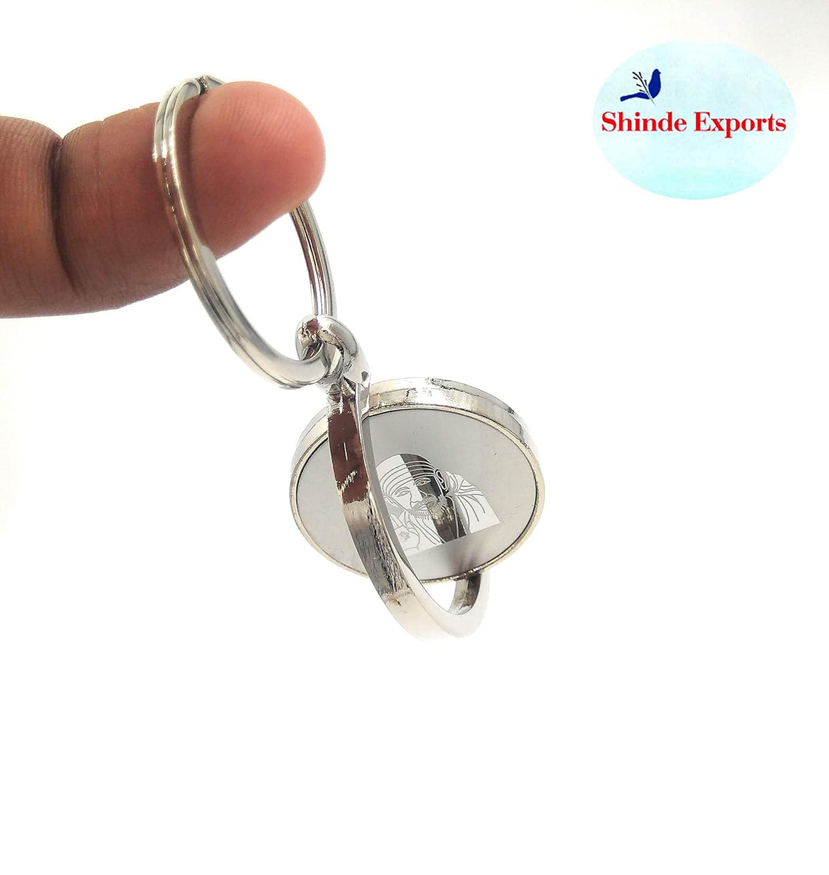 SHINDE EXPORTS Shirdi Sai Baba Stainless Steel Key Chains for car, Home and Bike (Circular revolving)
