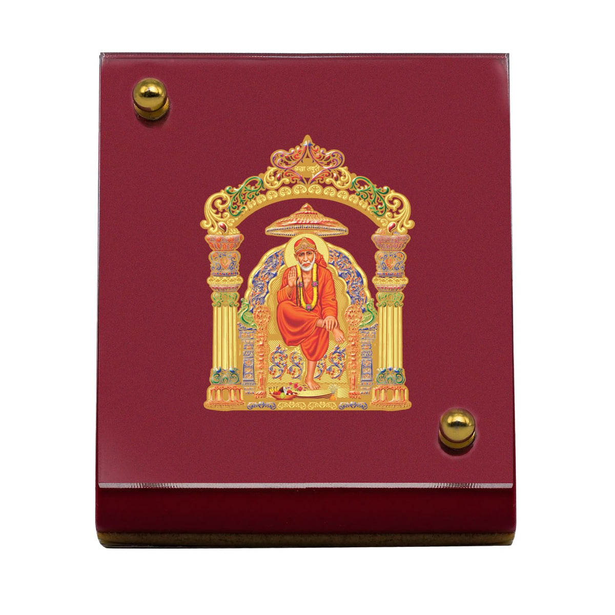 Diviniti 24K Gold Plated Sai Baba Frame for Car Dashboard, Home Decor, Table & Office| MDF 1B Royal Car Frame with 24K Gold Plated Foil| Religious Frame for Puja, Festival Gift (6.5 CM x 5.5 CM)
